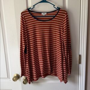 Umgee Red and White Striped Top